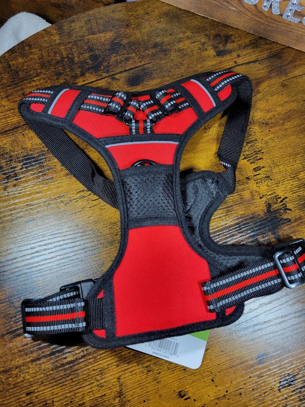 Frisco size medium Red and Black Reflective Dog Harness